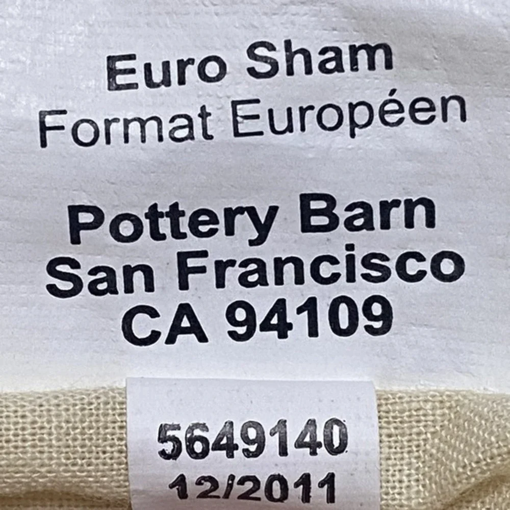 Pottery Barn‎ Pillow Sham 20x25 Blue Green Embroidered Paisley Organic Cotton